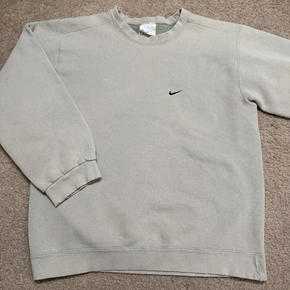 Vintage 90s 00s Nike Mini Swoosh Earth Tone Crewneck Sweatshirt Sage Green Small